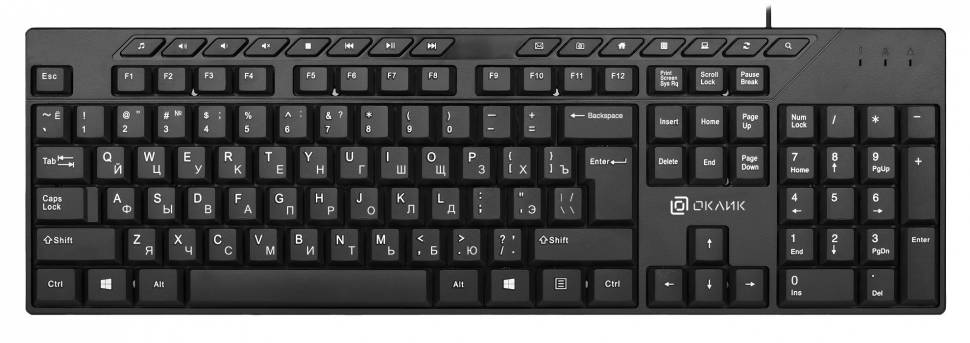 Клавиатура Оклик 125M черный USB Multimedia (1678108) Клавиатура Оклик 125M черный USB Multimedia (1678108)