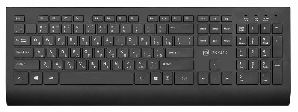Клавиатура Оклик 155M черный USB slim (1678057) Клавиатура Оклик 155M черный USB slim (1678057)
