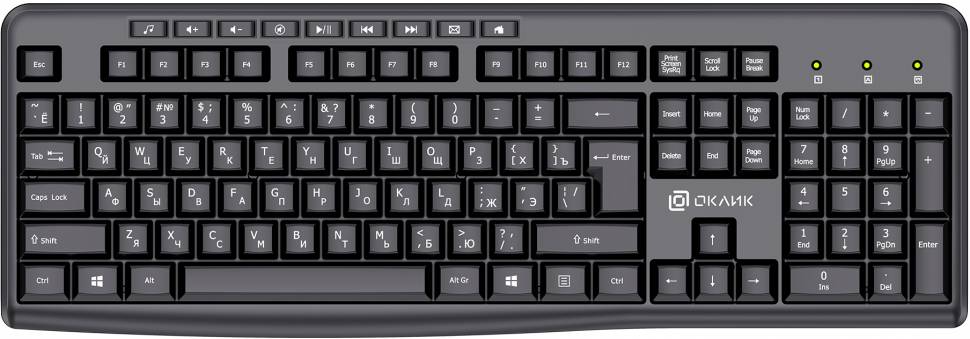 Клавиатура Оклик K225W черный USB беспроводная Multimedia (1875232) Клавиатура Оклик K225W черный USB беспроводная Multimedia (1875232)