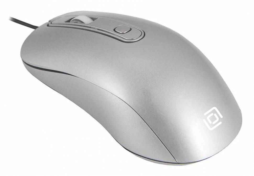 Мышь Оклик 155M серебристый оптическая (1600dpi) USB (4but)