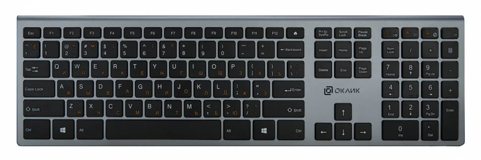 Клавиатура Оклик 890S серый USB беспроводная slim Клавиатура Оклик 890S серый USB беспроводная slim