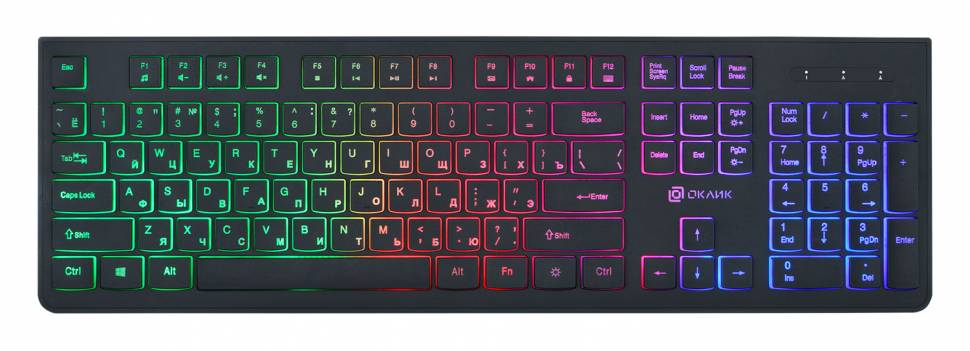 Клавиатура Оклик 440ML черный USB slim LED Клавиатура Оклик 440ML черный USB slim LED